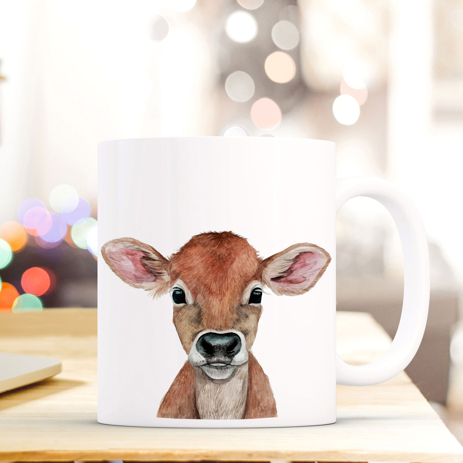 Tasse Becher mit Kälbchen Geschenk mit Tiermotiv Kaffeetasse Kälbchentasse Kaffeebecher ts753 ~ Wandtattoos Elfentür, Tassen