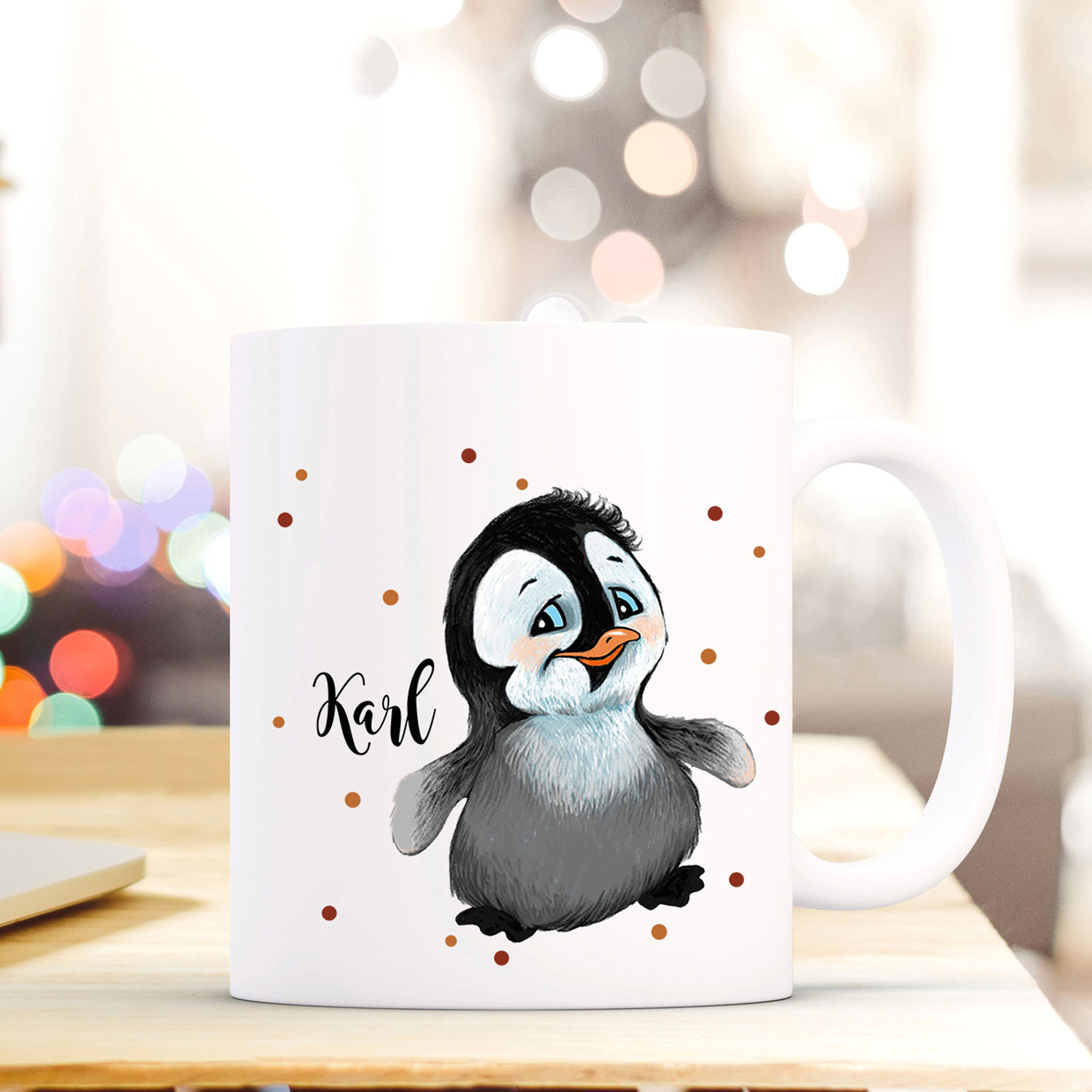 Arawat Pinguin Tasse Pinguin Geschenk 3d Tier Tasse Lustige Kaffeetasse 350  ml Teetasse mit Löffel & Untersetzer Keramik Kaffeebecher  Geburtstagsgeschenk für Freundin Tante Oma Tasse mit Pinguin Innen :  : Küche, Haushalt