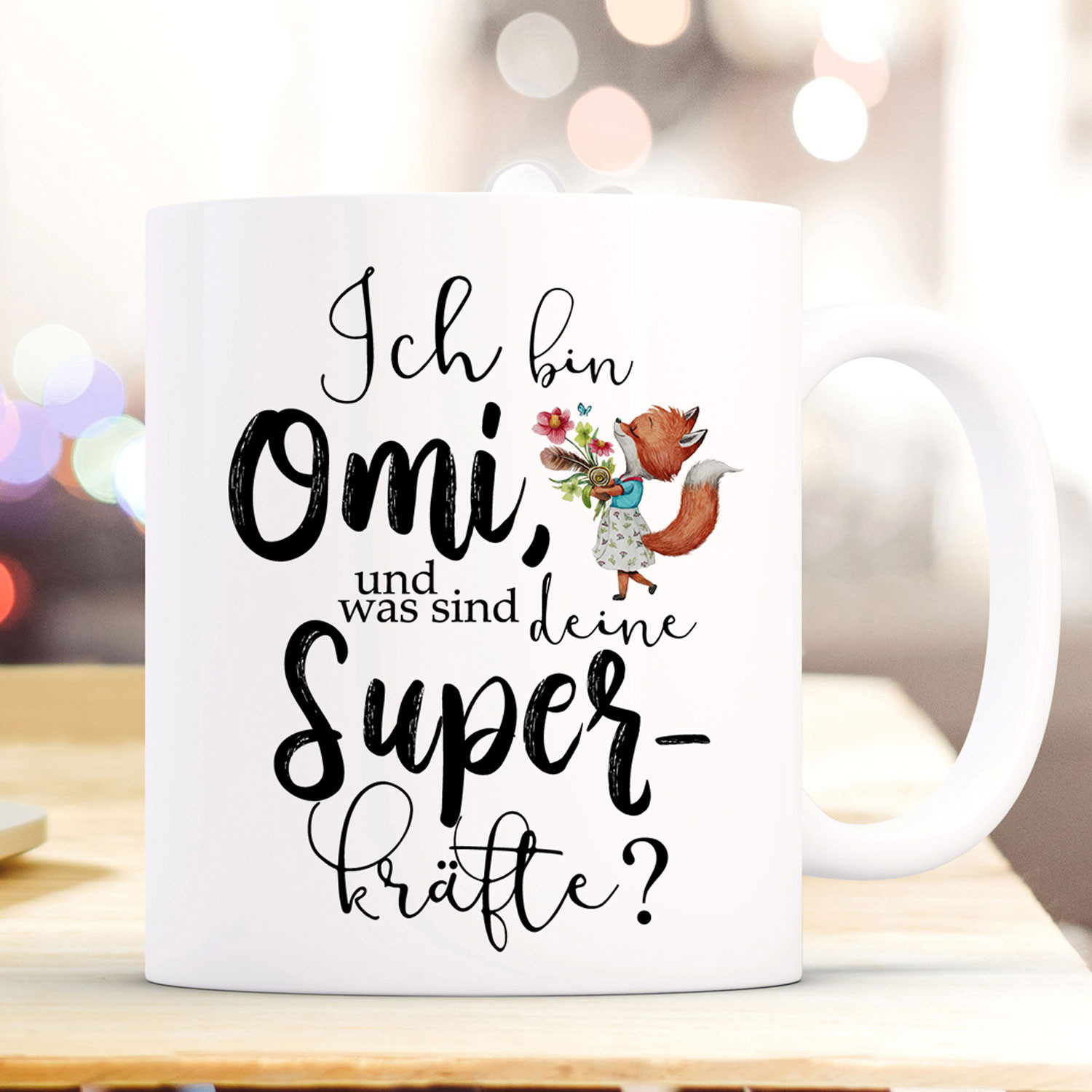 Tasse Becher mit Spruch Ich bin Omi was sind deine Superkräfte & Fuchs