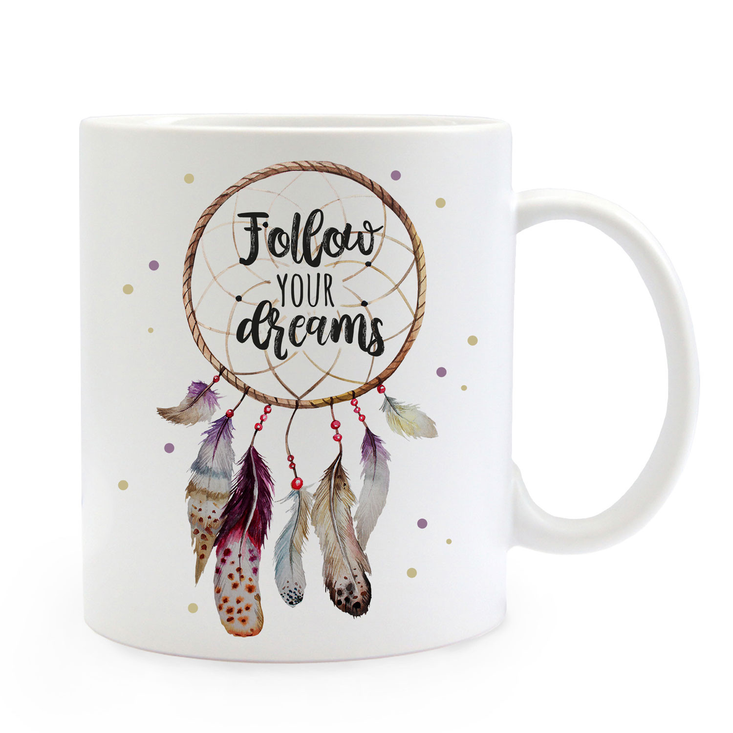 Tasse Becher Motiv Traumfänger Spruch Follow your Dreams Kaffeebecher