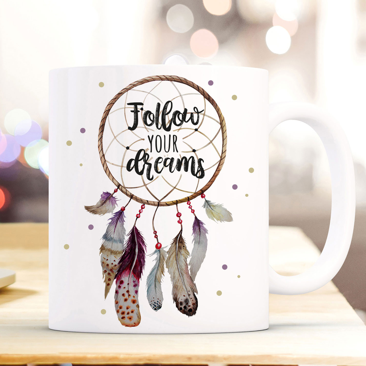 Tasse Becher Motiv Traumfanger Spruch Follow Your Dreams Kaffeebecher Geschenk Spruchbecher Ts932 Wandtattoos Elfentur Tassen