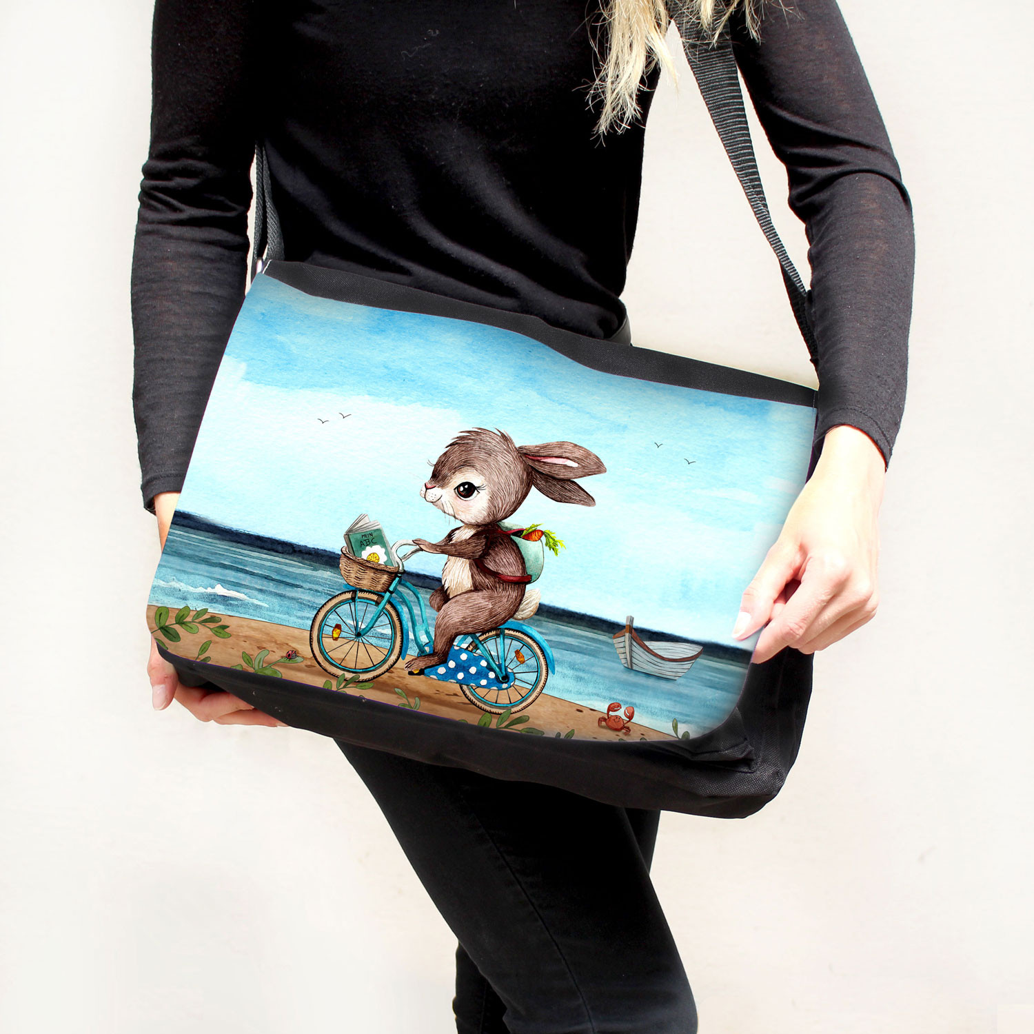 Schultertasche Schultasche Tasche Umhängetasche Hase ...