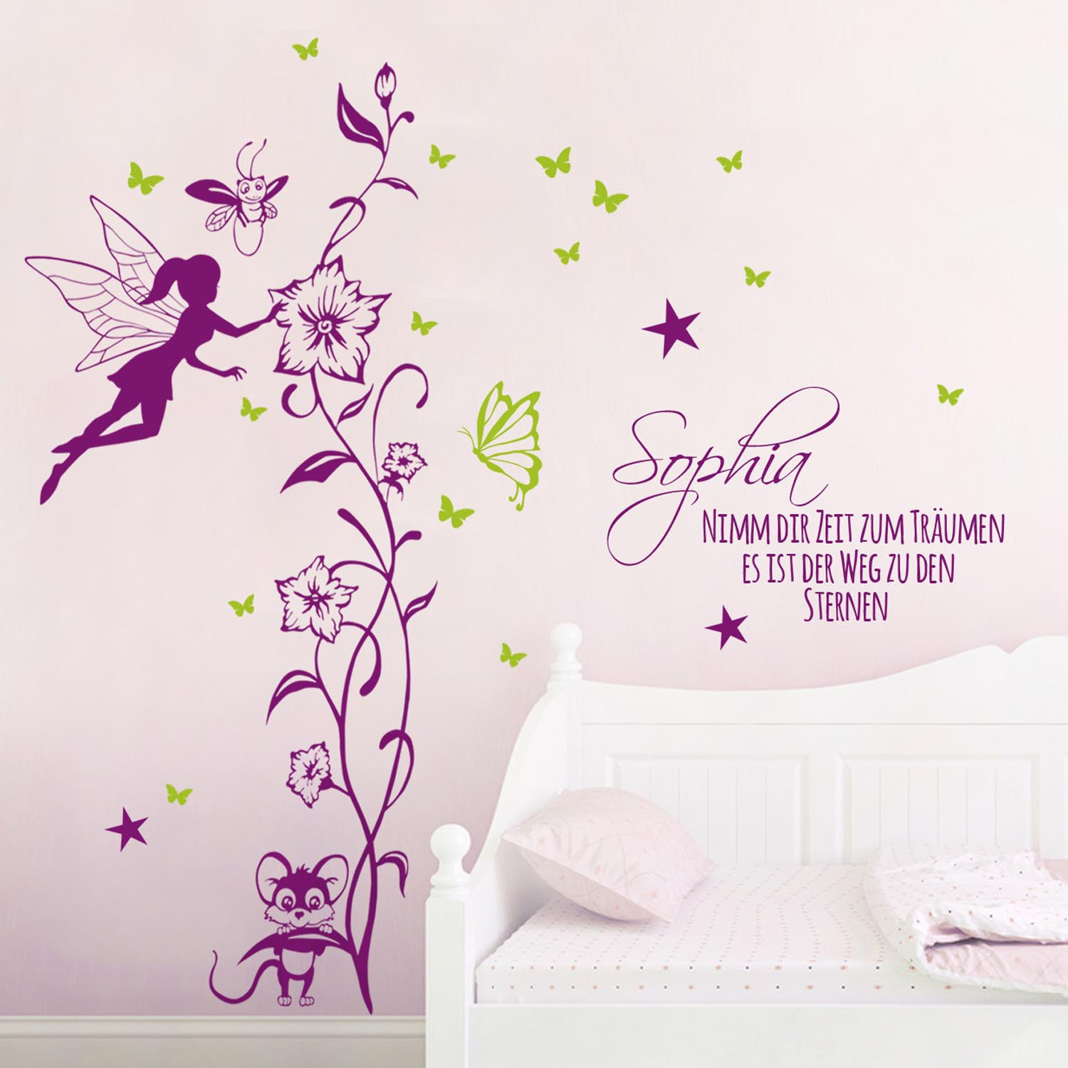 Wandtattoo „Elfe Mit Sternen“ – Selbstklebend, In 49 Farben & 4 Größen (z.B. 80x120 Cm)