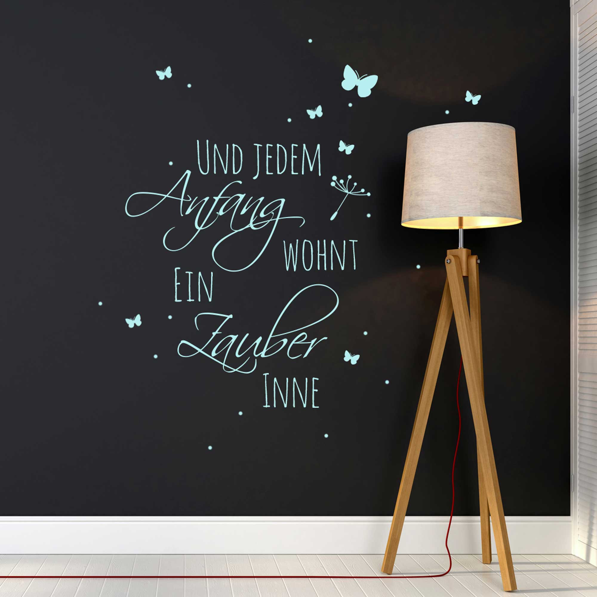 Wandtattoo Zitat Spruch Jeder Anfang Zauber Mit Pusteblume Schmetterlinge Und Punkten M1967 Wandtattoos Elfentur Tassen
