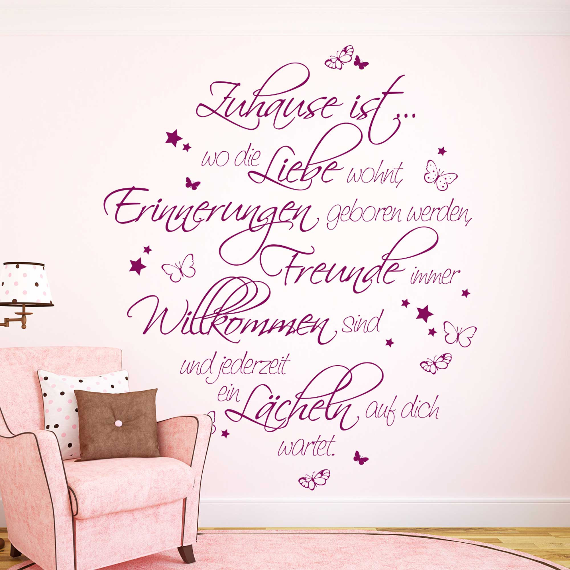 Wandtattoo Spruch Zitat Zuhause ist... Liebe Erinnerungen Familie mit