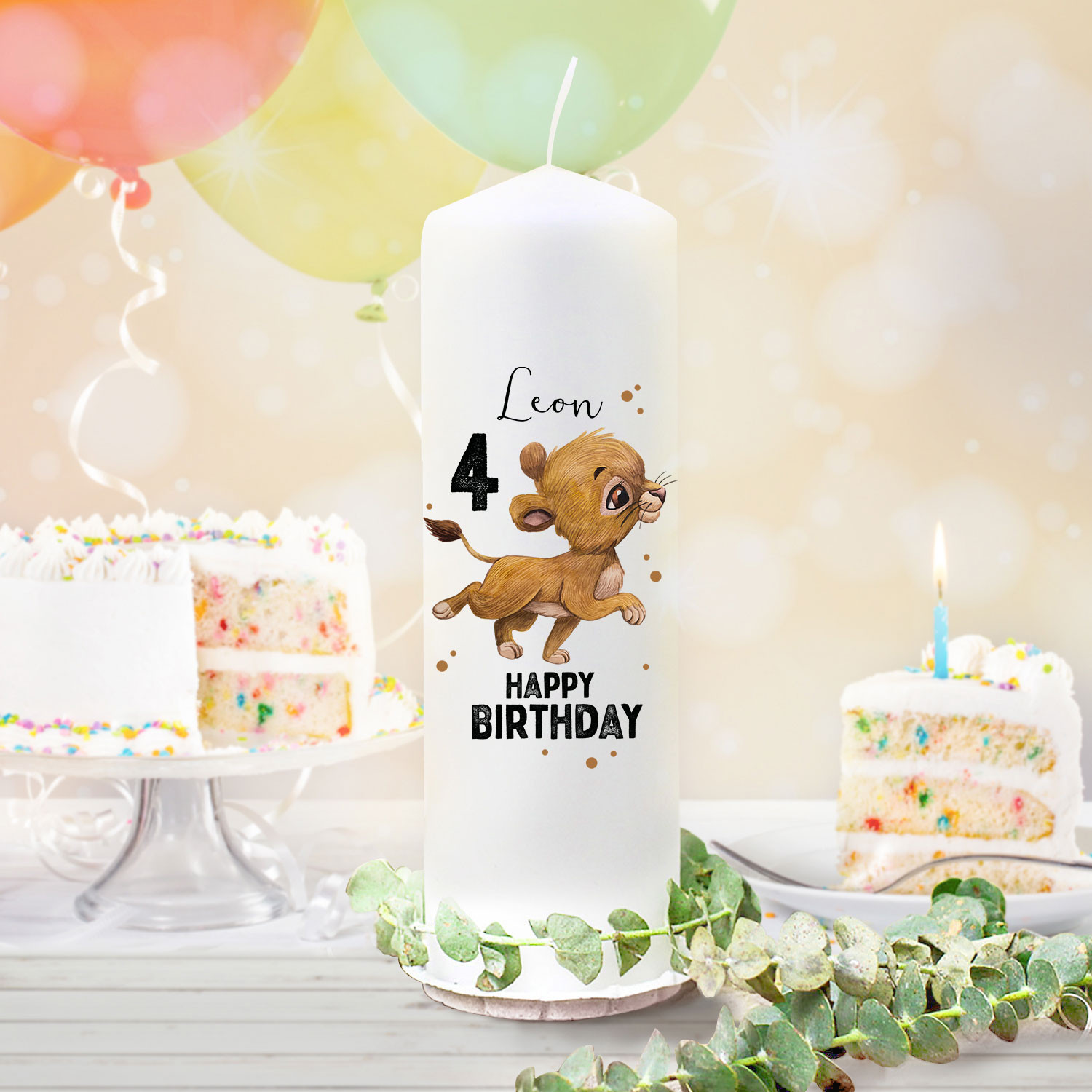 Alles Gute Zum Geburtstag Karte Mit Niedlichen Leon Charakter