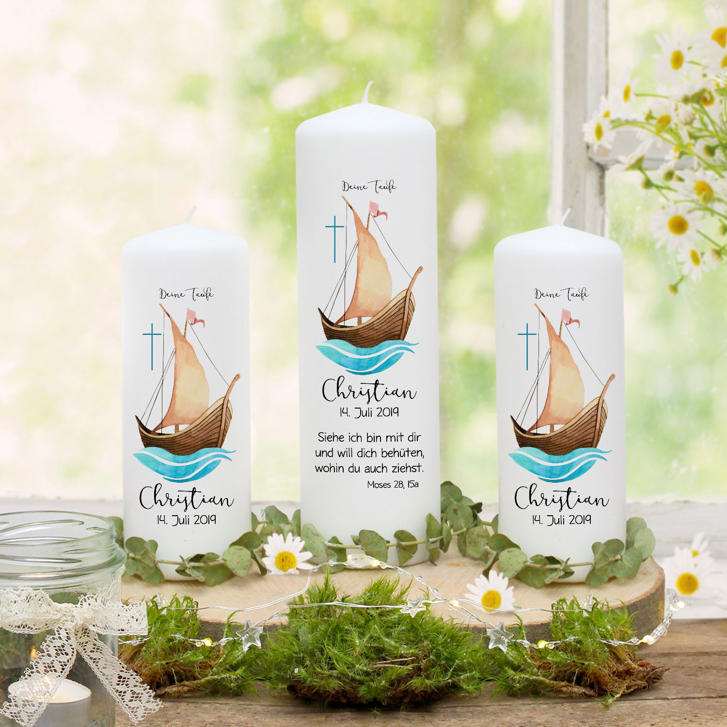 Individualisierte Taufkerze Mit Wal & Kind - Handgemacht In Deutschland