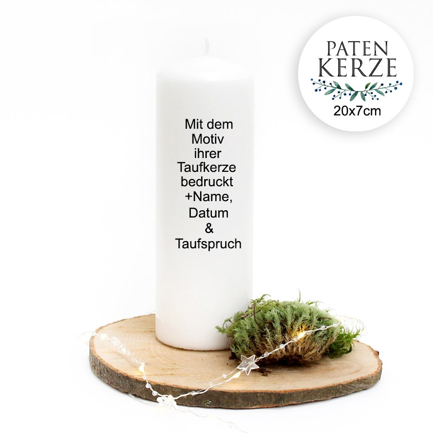 Patenkerze Zur Taufe Oder Geburt Kommunionkerze Mit Taufkerzen Motiv Namen Datum Und Taufspruch Wknp Wandtattoos Elfentur Tassen
