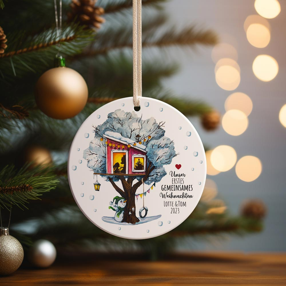 Weihnachtskugel Weihnachtsschmuck Keramik Baumanhänger personalisiert