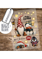 Bügelbilder Winter Wichtel Zwerg Schneemann Weihnachten merry christmas Set in A5 Applikation Kissen Shirt Taschen Bügelbild Bügelmotiv Patch bb230