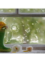 Vorlage Fensterbild Faultier Pusteblume Schmetterlinge Kreidefensterbild Chalky Markers Frühling Frühlingsdeko Deko Ostern Fensterdeko Fensterbilder ch21