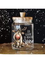 Keksglas Keksdose Rentier Elch Ich glaube du brauchst Kekse Vorratsglas mit lustigen Spruch und Holzdeckel Geschenk ksglb38