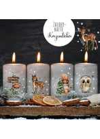 Kerzensticker Kerzentattoos Tattoofolie fröhliche Weihnachten Waldtiere Tiere für Kerzen oder Keramik A4 Bogen DIY Stickerbogen kst108