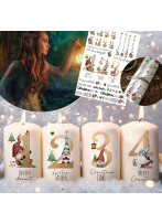 Kerzensticker Kerzentattoos Tattoofolie Weihnachten Advent Adventskerzen für Kerzen oder Keramik A4 Bogen DIY Stickerbogen für bis zu 40 Kerzen kst25