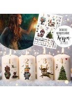 Kerzensticker Kerzentattoos Tattoofolie Weihnachten Winter Tiere Fuchs Rentier Schneemann für Kerzen oder Keramik A4 Bogen DIY Stickerbogen kst96