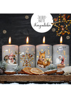 Kerzensticker Kerzentattoos Tattoofolie Weihnachten Winter Tiere Eichhörnchen Schneemann Weihnachtsmann für Kerzen oder Keramik A4 Bogen DIY Stickerbogen kst98
