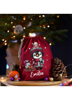 Nikolausbeutel Nikolaussäckchen Nikolaussack Nikolaus Nikolausgeschenk Weihnachtssäckchen Stiefel personalisiert mit Namen und Pinguin mit Schlitten Motiv nkb4