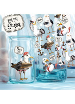 Rub ons RubOn Rubons Sticker Möwen maritim Surfbrett surfboard Meer Küste Wellen Strand A5 rb24 
