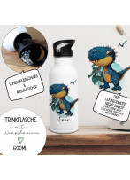 Trinkflasche Edelstahl Trinkbecher Dino Dinos Dinosaurier T-Rex Triceratops & Wunschnamen personalisiert Silikonmundstück und Strohhalm Bundle89 trk10 trk11 trk12