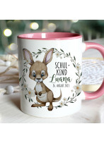 Tasse Emaille Becher zum Schulanfang zur Einschulung Kängeruh Spruch Schulkind Wunschname Datum Geschenk Bundle78 ts2126 eb699