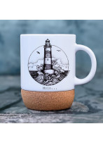 Tasse Becher Keramiktasse mit Kork Korktasse Leuchtturm maritim Spruch Moin... Kaffeepott Kaffeebecher Kaffeetasse Geschenk tsk02