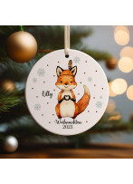 Weihnachtskugel Weihnachtsschmuck Keramik Baumanhänger Weihnachten personalisiert Namen Wunschname Fuchs Herz Baumkugel Tiere Geschenk wkp57