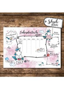 A3 Schreibtischunterlage Wochenplaner Stundenplan Denkzettel Einhorn Einhörner su1