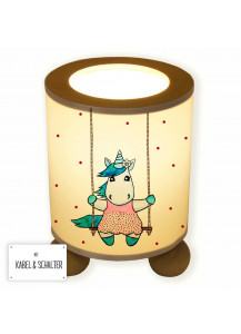 Tischlampe Einhorn auf Schaukel mit Punkten tl069