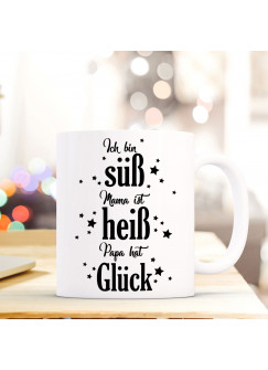 Tasse Becher mit Spruch "Ich bin süß..." & Punkte bunt Zitat Geschenk Kaffeebecher ts585