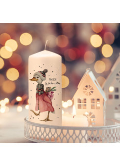 Adventskerze Kerze Advent Winter Ente Gans und Spruch magische Weihnachten Deko Geschenk ak08