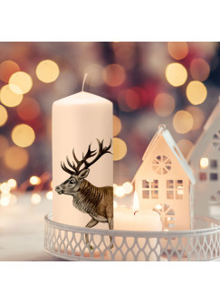 Adventskerze Kerze Advent Winter Hirsch Weihnachten Tiermotiv Deko Dekoration Geschenk ak11