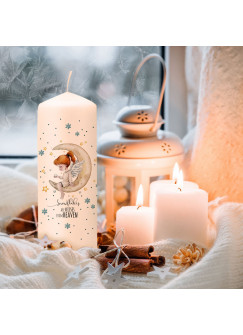 Adventskerze Kerze Advent Winter Engel Engelchen auf Mond sitzend Spruch Snowflakes Weihnachten Deko Geschenk ak12