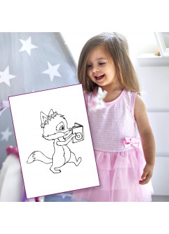 Ausmalbild Fuchs Füchschen mit Buch Druck AU5