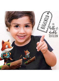 Bügelbilder Applikation Fuchs mit Schultasche Schulkind Schuljunge Bügelbild Patch Bügelmotiv Kissen Shirt bb198