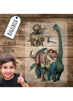 Bügelbilder Dinosaurier Brachiosaurus Dinos Dino Set in A5 Applikation Kissen Shirt Taschen Bügelbild Bügelmotiv Patch Aufbügelbilder bb241