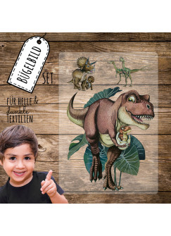 Bügelbilder Dinosaurier T-Rex Dinos Dino Set in A5 Applikation Kissen Shirt Taschen Bügelbild Bügelmotiv Patch Aufbügelbilder bb242