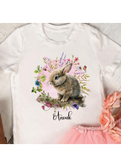 Bügelbilder Hase Häschen Blumenkranz in A5 A4 Bogen Wunschname Name Applikation Kissen Shirt Bügelbild Bügelmotiv Patch auch dunkle Textilien bb270