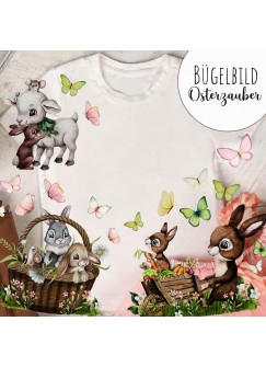 Bügelbilder Osterhasen Ostermotive Hasen Häschen Lamm Set in A5 Applikation Kissen Shirt Taschen Bügelbild Bügelmotiv Patch Aufbügelbilder Ostern bb275