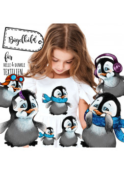 Bügelbilder Set Pinguine & Sterne Applikation Bügelbild Pinguin Bügelmotiv Aufbügelbilder Kinder bb053