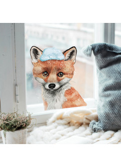 Fensterbild Fuchs mit Schnee -WIEDERVERWENDBAR- Fensterdeko Fensterbilder bf10