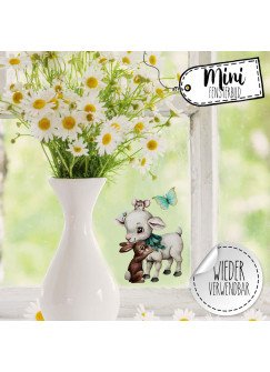 Mini Fensterbild Hase Häschen Ziege Lämmchen Schmetterlinge wiederverwendbar Fensterdeko Fensterbilder Frühling Deko Dekoration bf122mini