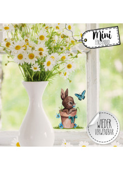 Mini-Fensterbild Hase Häschen im Blumentopf -WIEDERVERWENDBAR- Mini-Fensterbilder Gr.8cm x 10cm Fensterdeko Frühlingsdeko bf32mini