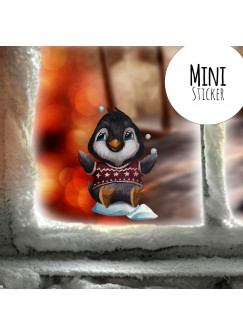 Mini-Fensterbild Weihnachtsdeko Weihnachten Pinguin Schneeflocken -wiederverwendbar- Fensterdeko Winter Fensterbilder Kinder bf79mini