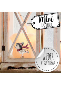 Mini-Fensterbild Weihnachtsdeko Eisbär Bär Schneeflocken -wiederverwendbar- Fensterdeko Winter Fensterbilder Kinder Zimmer bf88mini