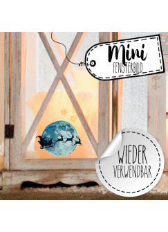 Mini-Fensterbild Weihnachtsdeko Vollmond Weihnachtsmann Sterne -wiederverwendbar- Fensterdeko Winter Fensterbilder Kinder bf90mini