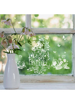 Vorlage Fensterbild Eule Eulchen Pilzhaus Schmetterlinge Kreidefensterbild Chalky Markers Frühling Frühlingsdeko Deko Ostern Fensterdeko Fensterbilder ch19