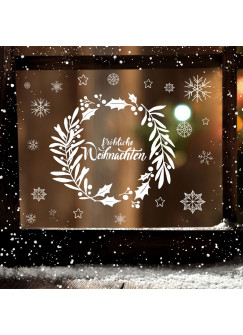 Vorlage Fensterbild Kreidefensterbild Chalky Markers Schneeflocken Sterne Mistelzweig fröhliche Weihnachten Deko Fensterdeko Fensterbilder ch9