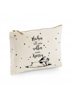 Canvas Pouch Tasche mit Faultier & Spruch Machen ist wie wollen nur krasser Waschtasche Kulturbeutel individuell bedruckt cl15