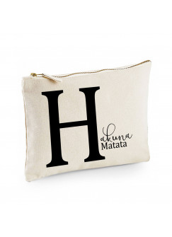 Canvas Pouch Tasche Buchstabe H mit Spruch Hakuna Matata Waschtasche Kulturbeutel individuell bedruckt cl2