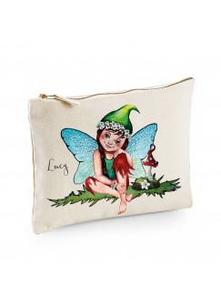 Canvas Pouch Tasche Waschtasche süsse Fee Elfe individuell bedruckt Name Wunschname Kulturbeutel Stiftetasche Motiv cl22